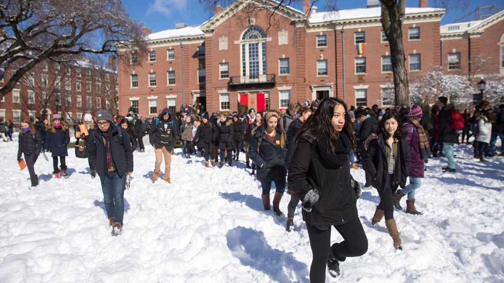 Students walking out of class 