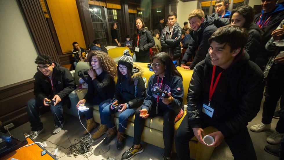 Students playing Super Smash Bros