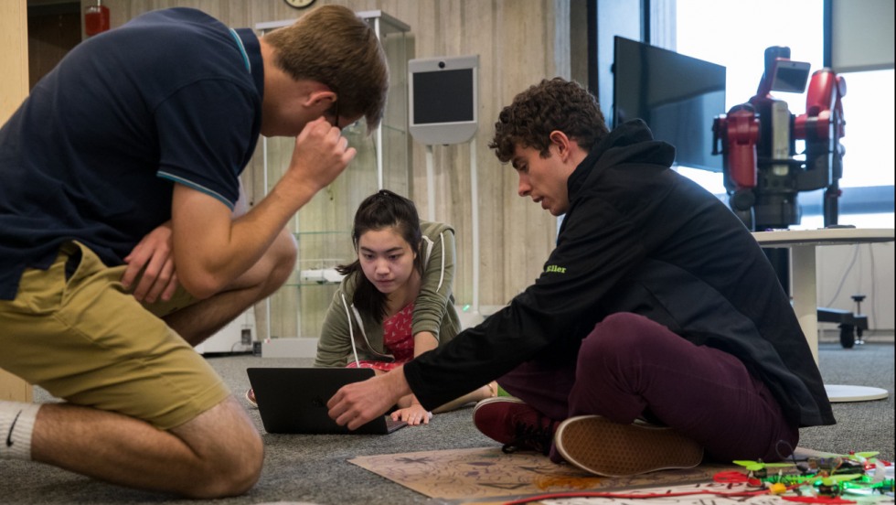 Students working on drone project