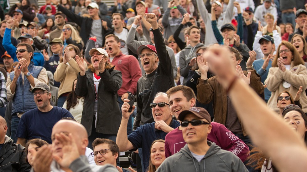 Stands filled with cheering sports fans