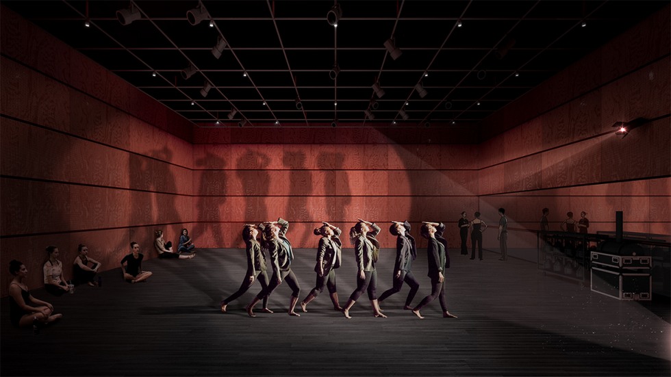 Rendering of a dance performance in the new PAC