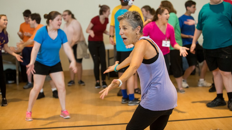 Rachel Balaban leading campers in choreography rehearsal