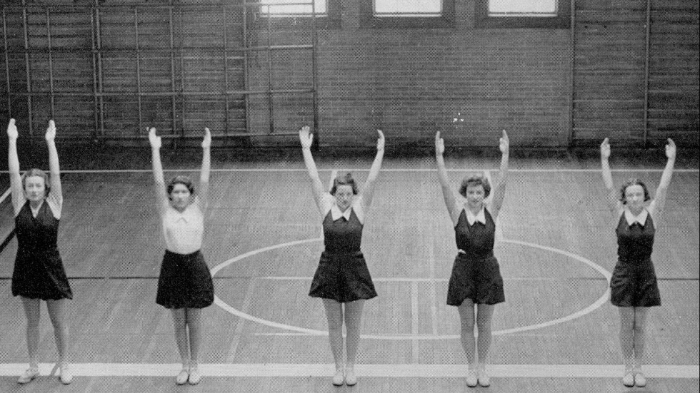 Pembroke students stretching in gym