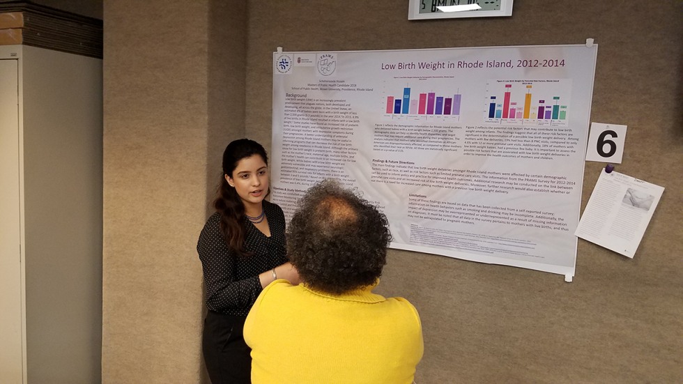 Scheherazade Husain explaining her poster