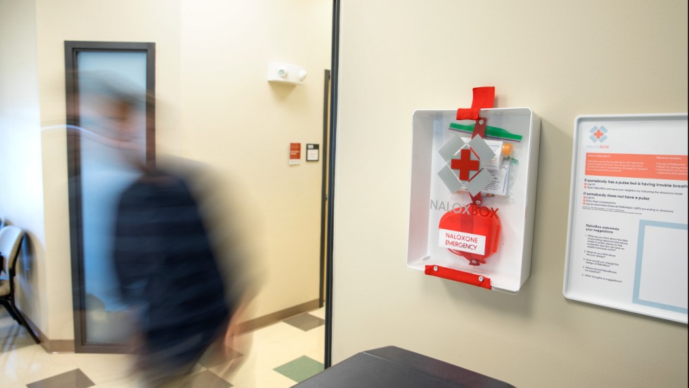 NaloxBox on wall