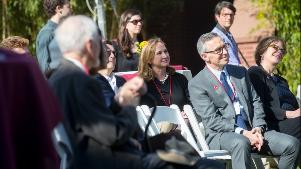 Anne Pedrero, Richard Locke and President Paxson at the groundbreaking