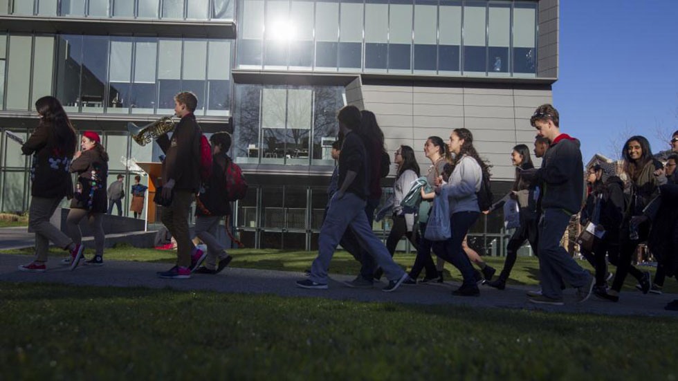 students walking