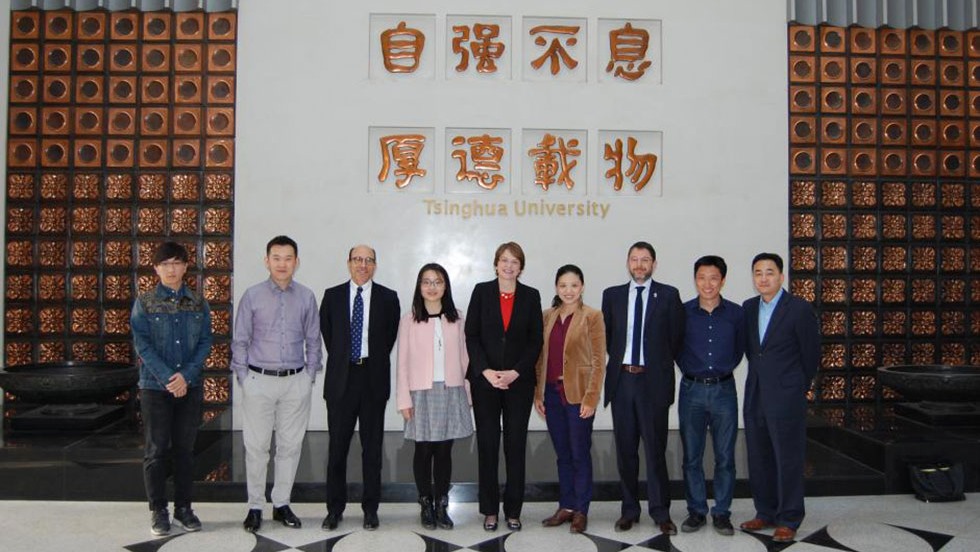 President Paxson with Tsinghua students