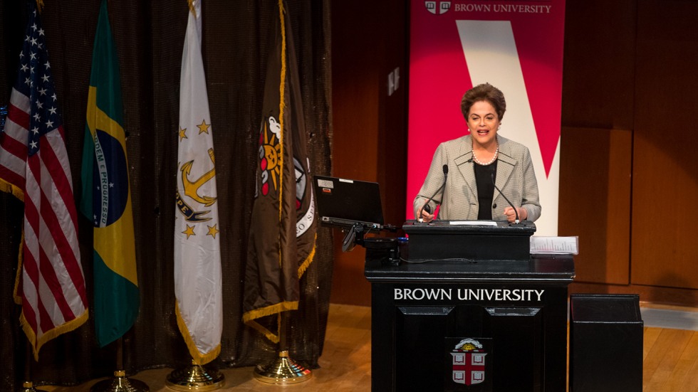 Dilma Rousseff at podium