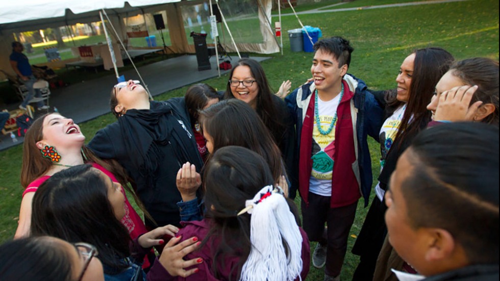 Students dancing.