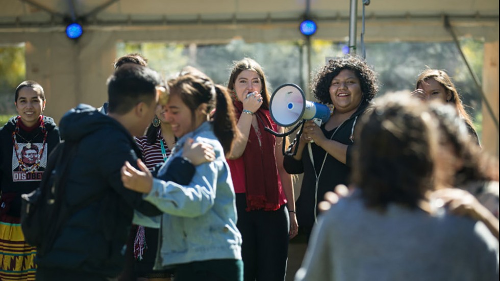 Students dancing.