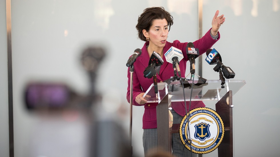 Governor Raimondo speaking at podium