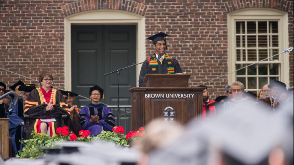 Adriel Barrios-Anderson at podium