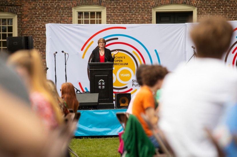Brown President Christina Paxson welcomed students, staff and faculty to the launch of a year-long celebration of the Open Curriculum.