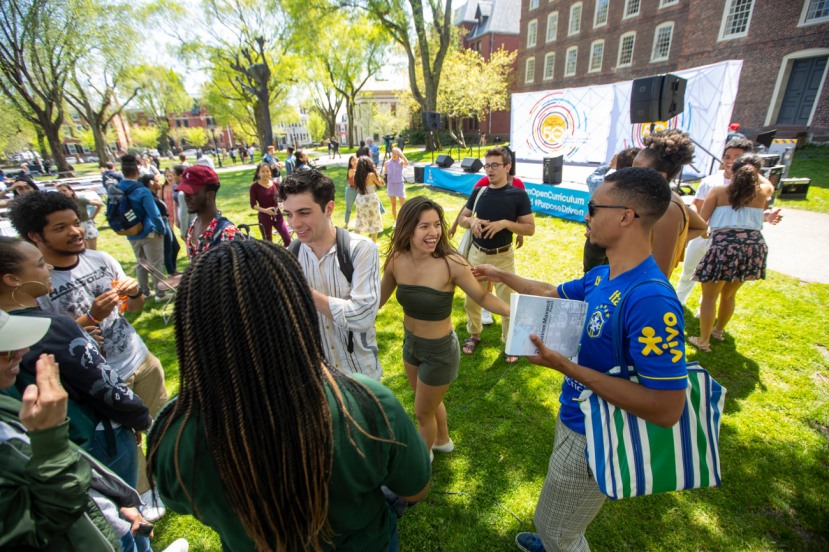 Brown students mingling at the Open Curriculum at 50 celebration