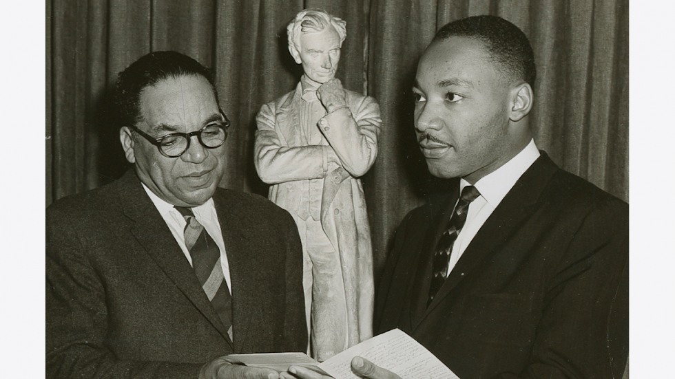 MLK with James N. Williams reading the Lincoln letter