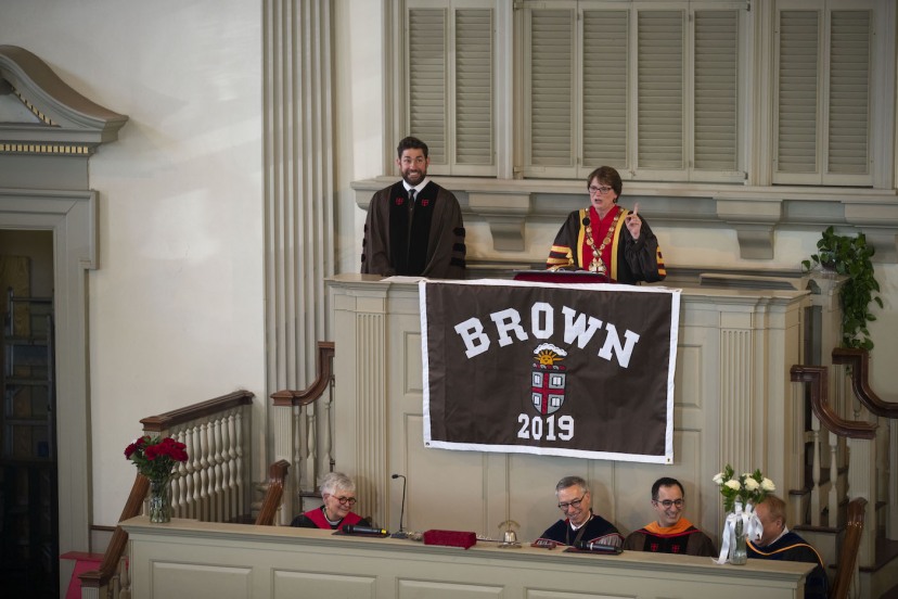 Brown University President Christina Paxson introduced actor and alumnus John Krasinski before his remarks at this year's Baccalaureate ceremony.