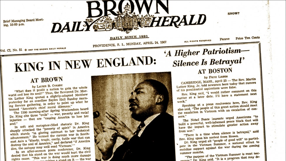MLK on BDH front page Monday, April 24, 1967