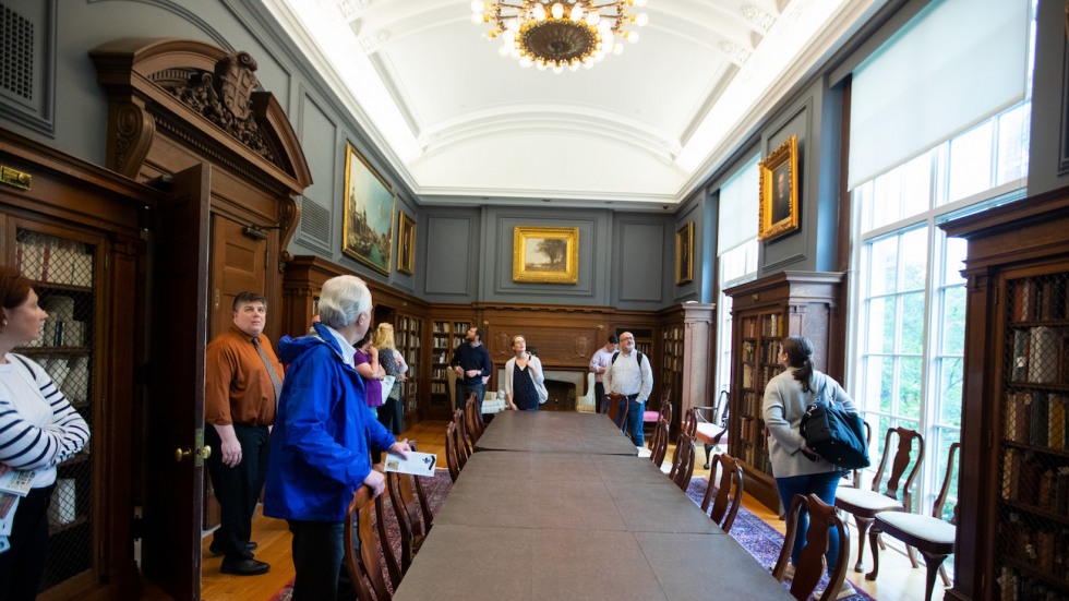 During a guided behind-the-scenes tour of the John Hay library, staff checked out the library's Bruhn Room. 