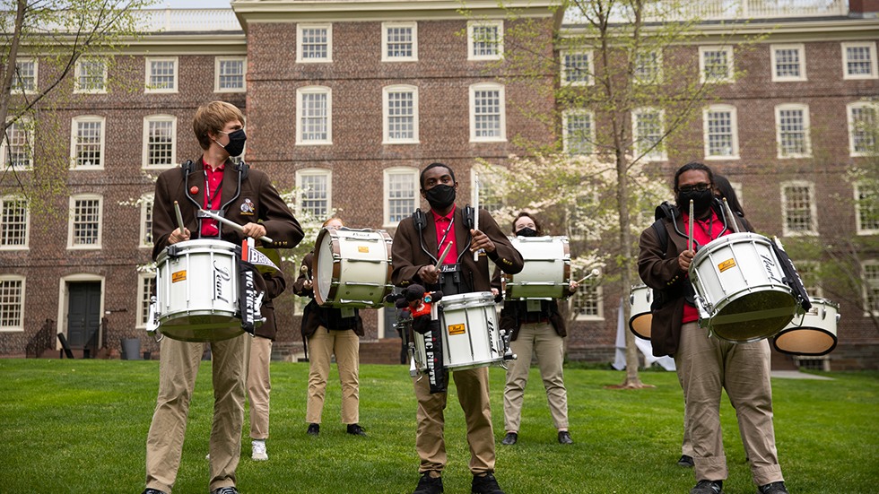 Brown percussionists lead the recessional