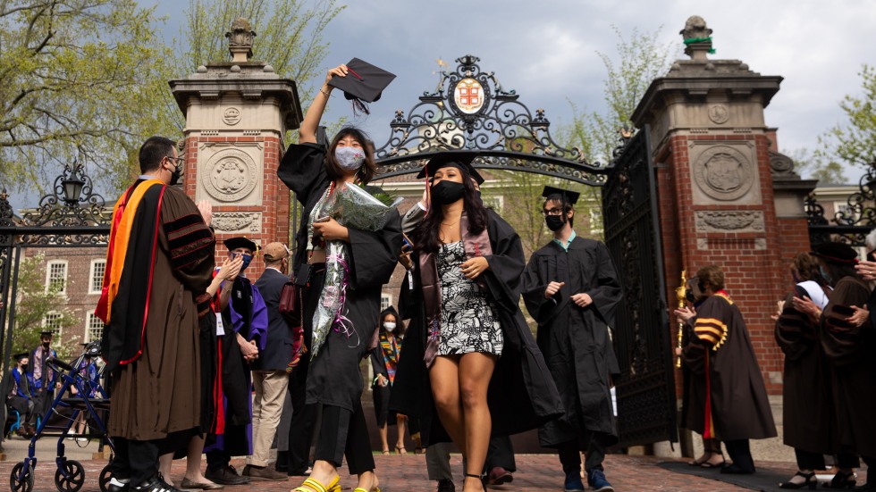 Students walk through the iconic Van Wickle gates.