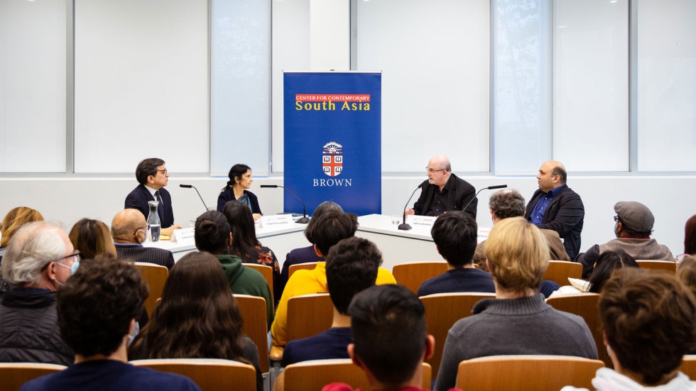 panel of speakers at a Center for Contemporary South Asia talk