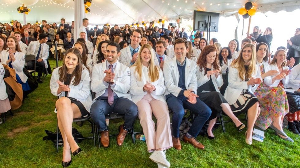 White coat front row