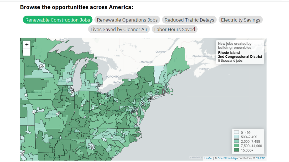 screenshot of the Climate Opportunity Map website