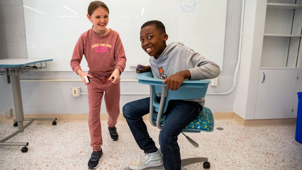 student sitting in a ruckus chair