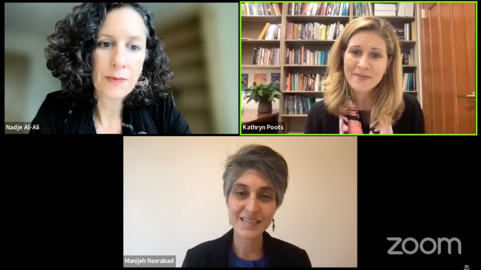 three women on a Zoom webinar