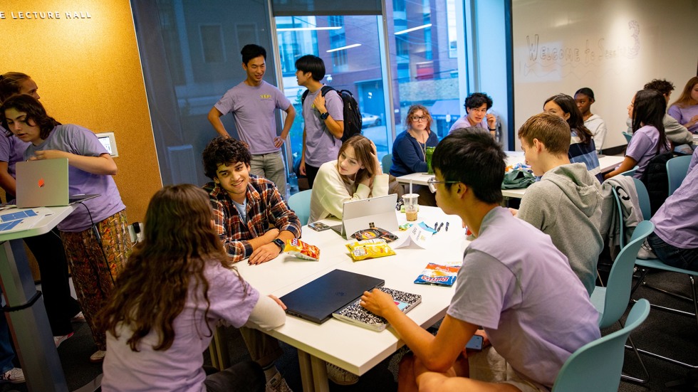 students work in groups at the Nelson Center 