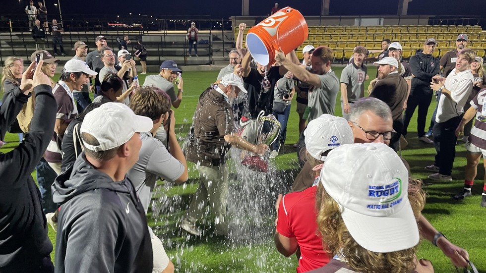 players douse the coach