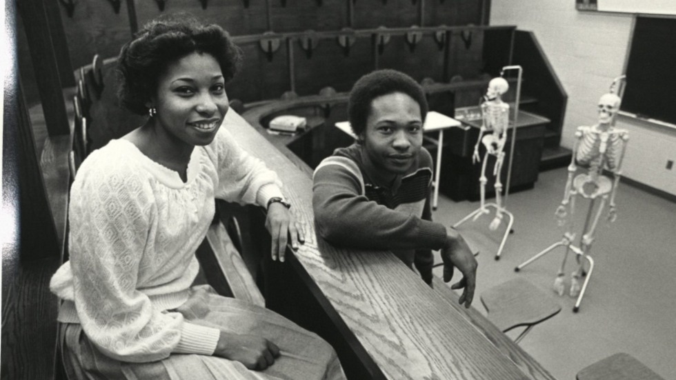 Medical students Jean Fry and Melvin Burton pose for a photo