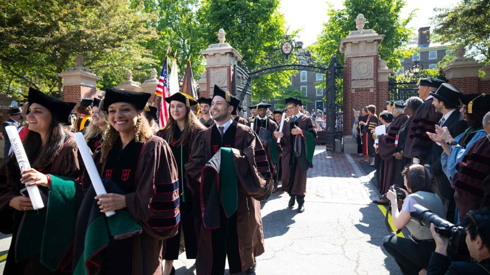 Ph.D. student process out of the Van Wickle gates