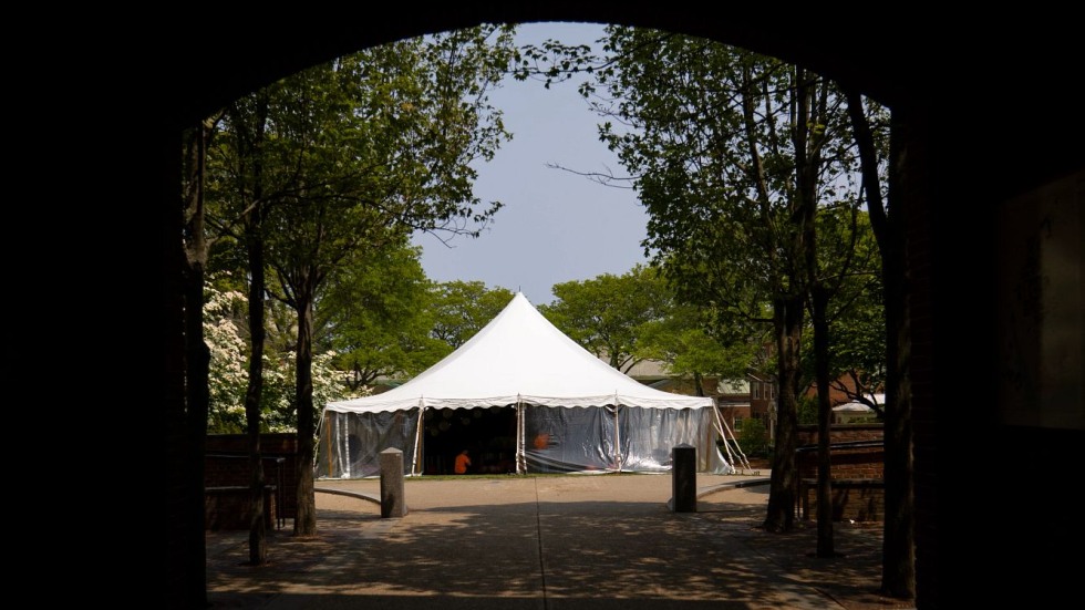 tent in Wriston Quad