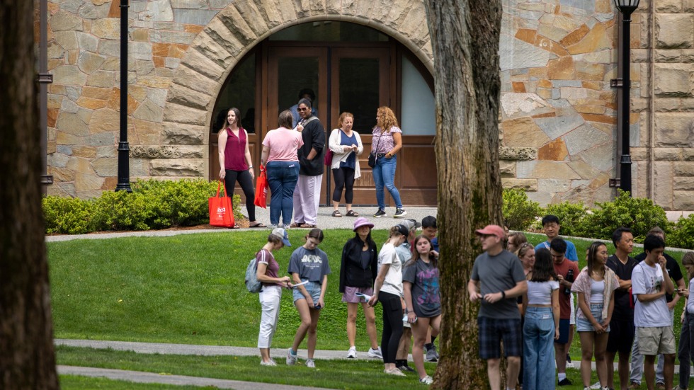 Staff head to sessions on campus