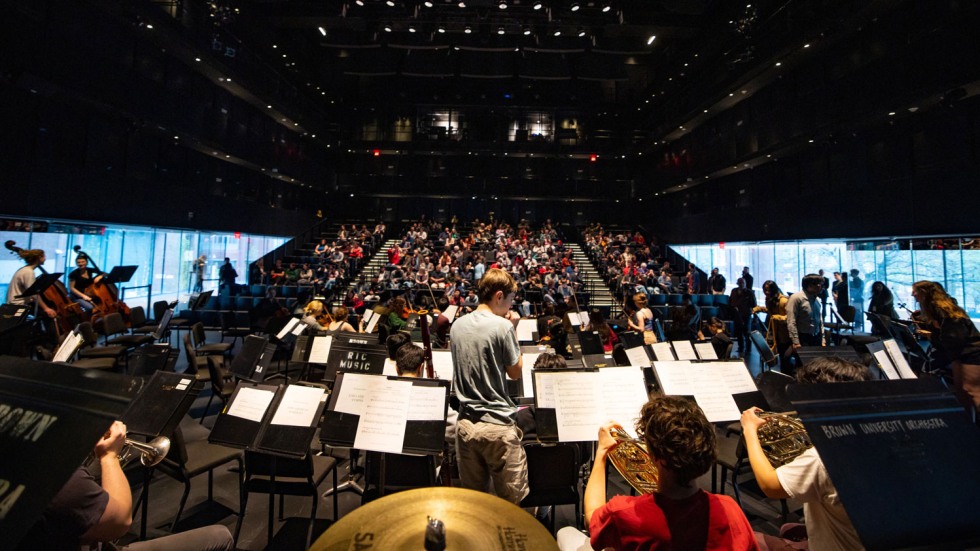 Brown University Orchestra performing in the Lindemann Performing Arts Center