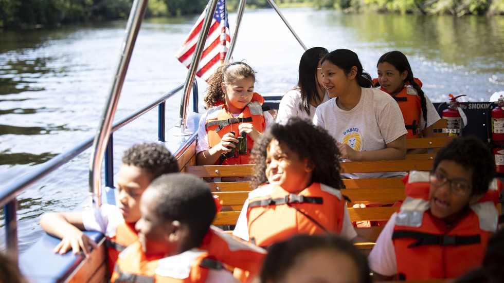 students on river boat tour 