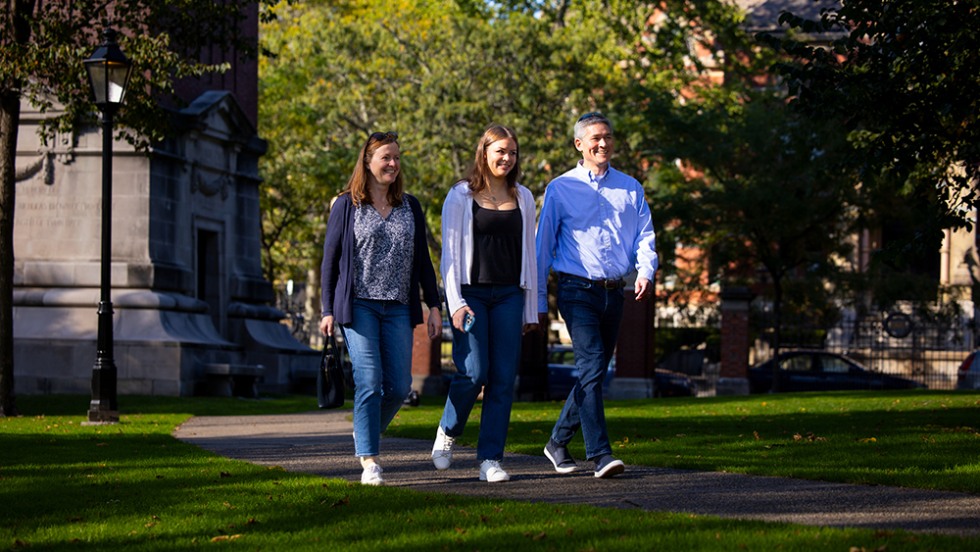 Twitchell family walks on campus