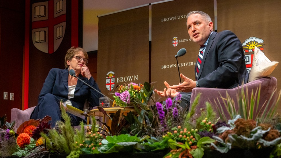 President Paxson speaks with C.J. Chivers 