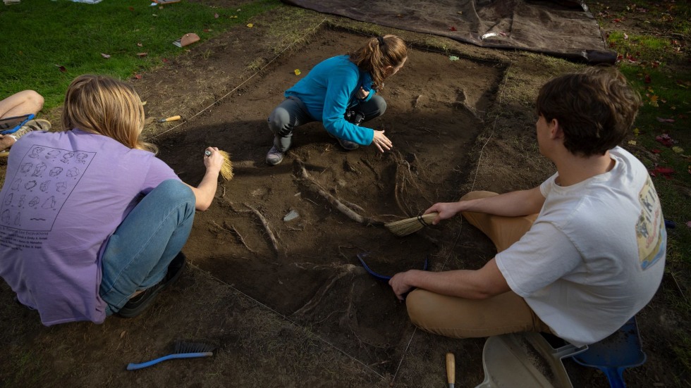 Students explore in the soil