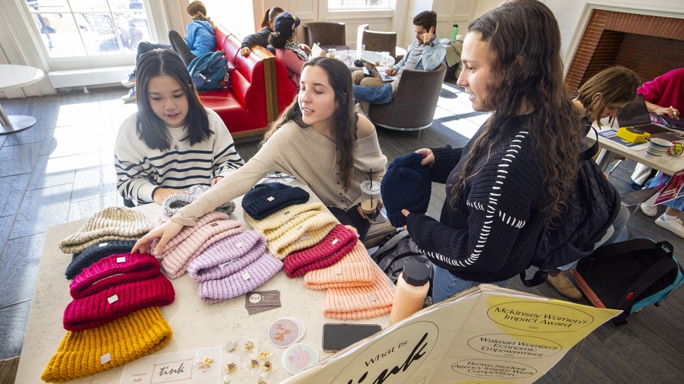 students show hats in student center