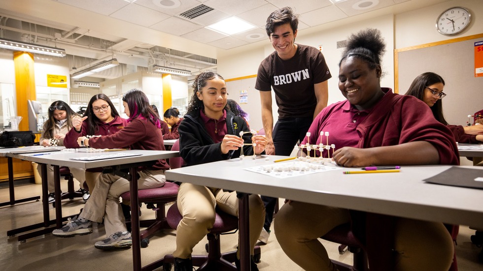 Students with a brown student