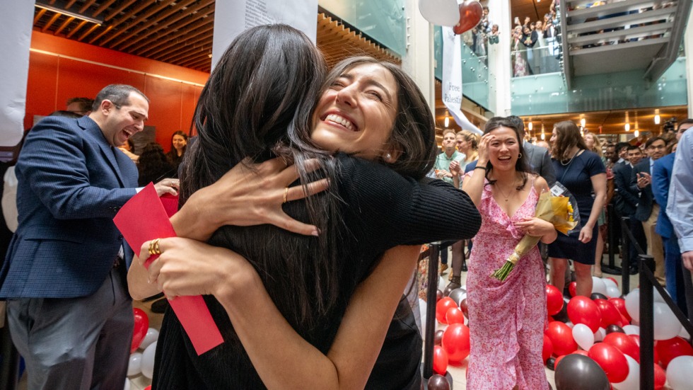 Students hugging on Match Day