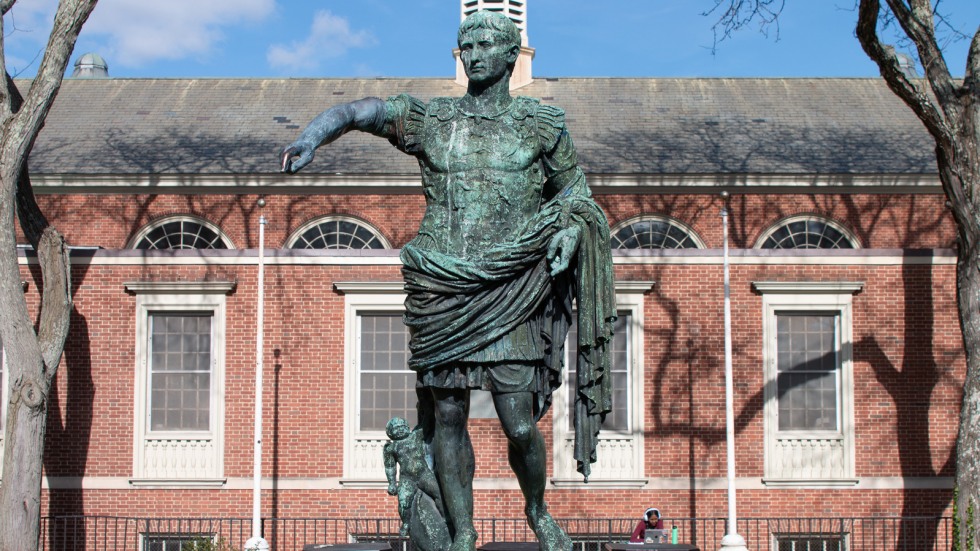 Bronze of caesar augustus with replacement arm