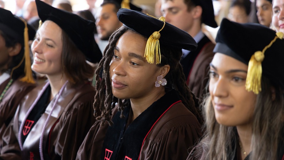 Students listening to speech