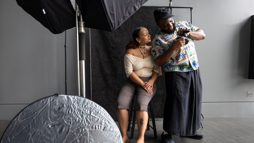 Woman and photographer