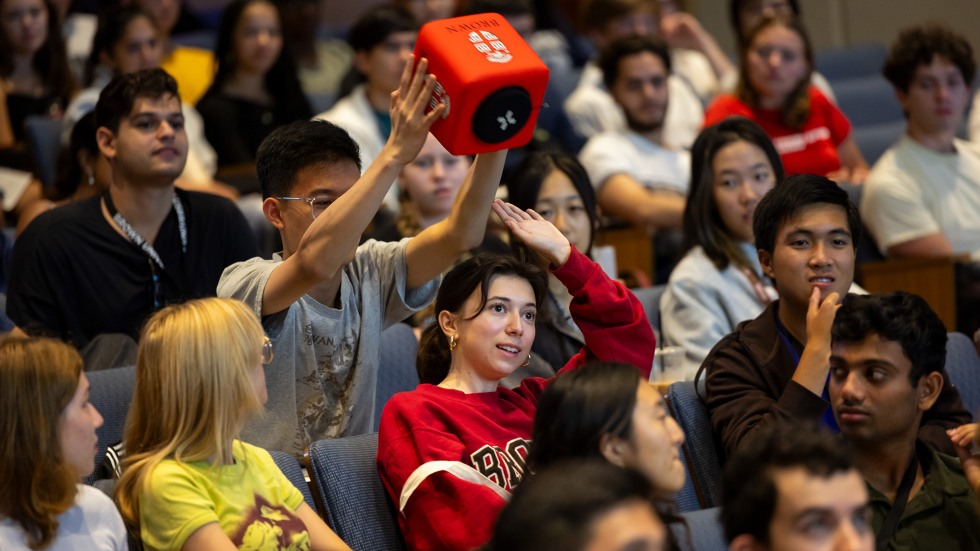 students in an auditorium