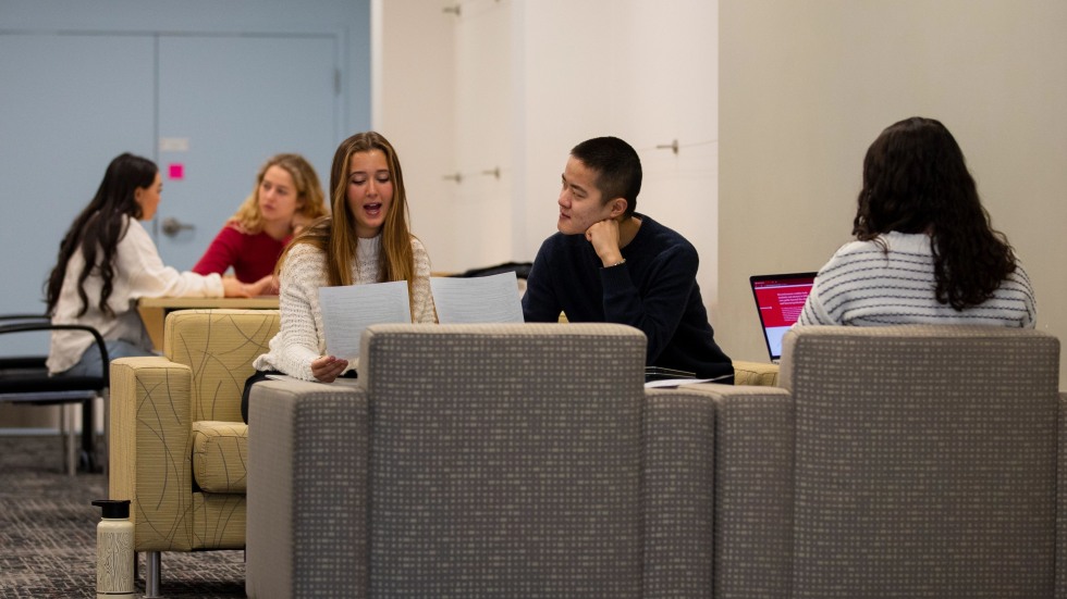 People meet in the career center
