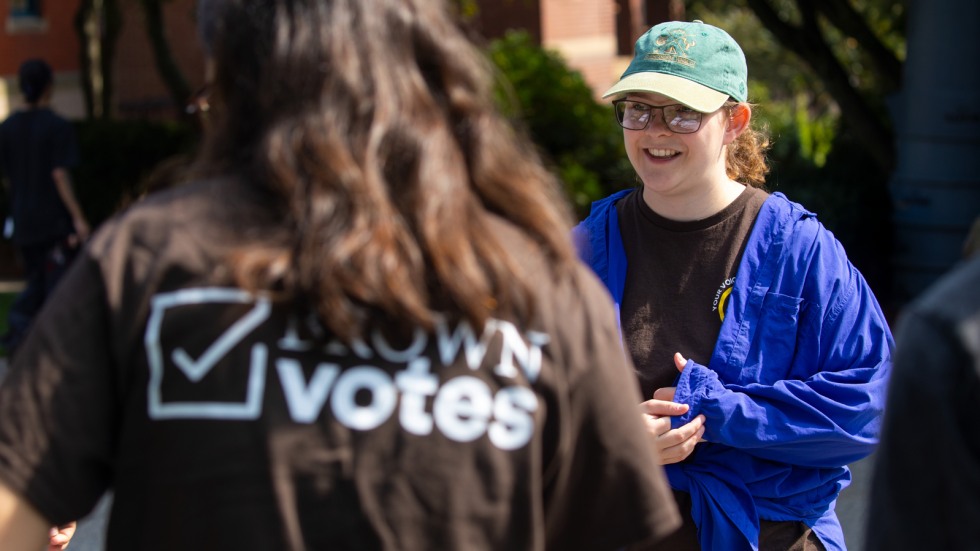 Brown Votes members recruit on campus for Voter Registration Day